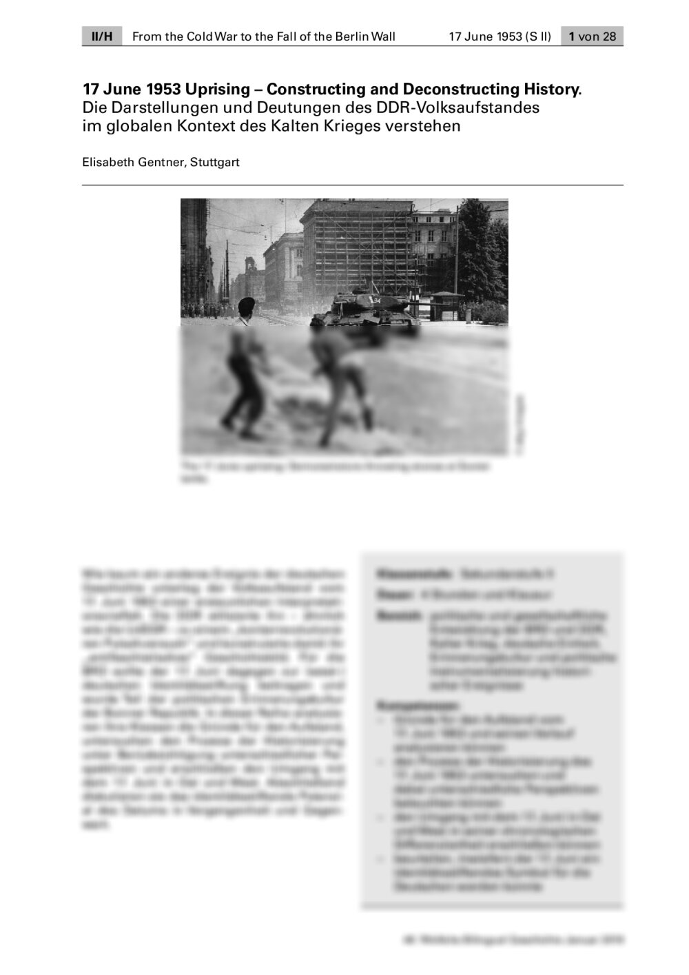 Die Darstellungen und Deutungen des DDR-Volksaufstandes im Kontext des Kalten Krieges verstehen - Seite 1