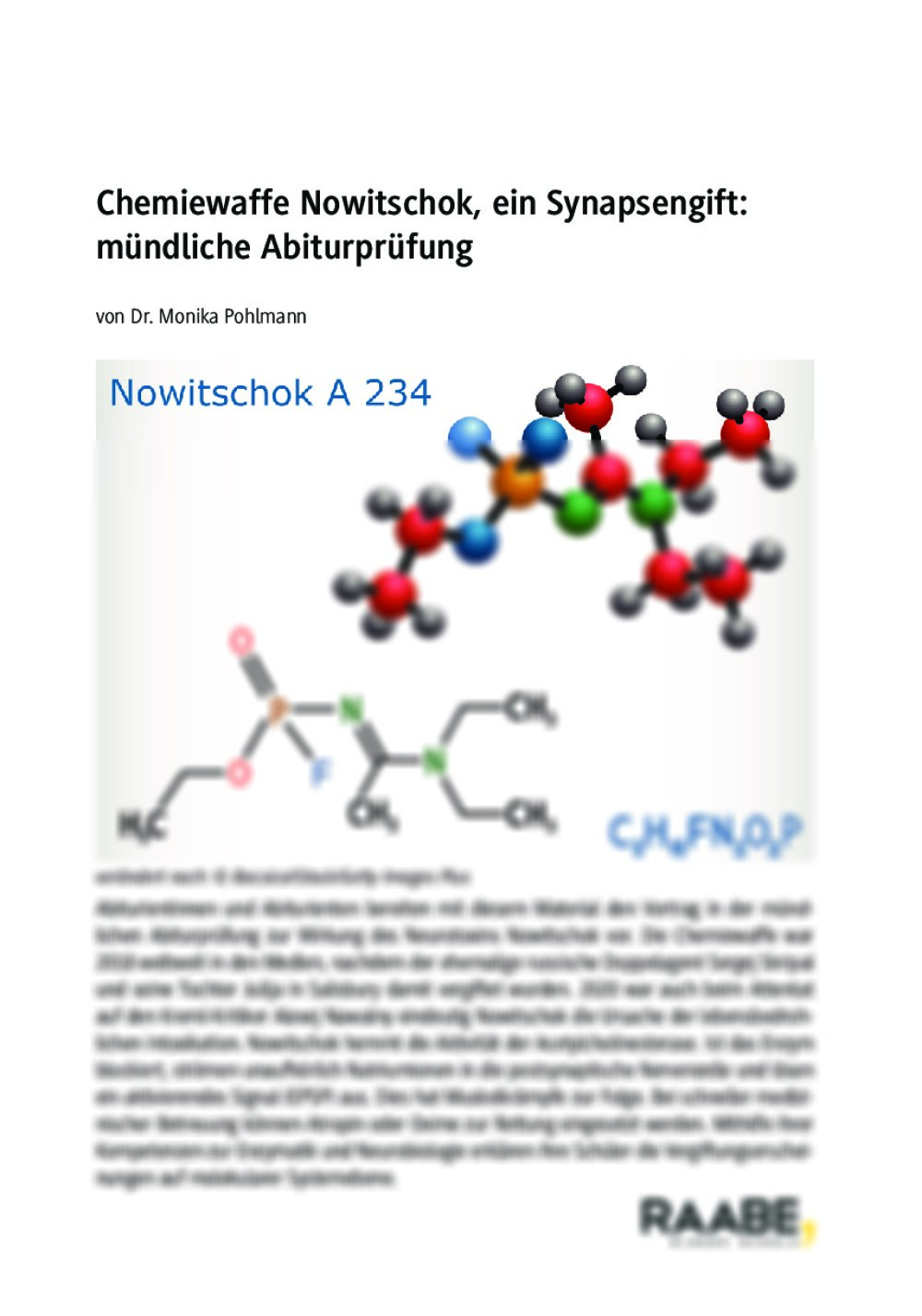 Mündliche Abiturprüfung: Chemiewaffe Nowitschok, ein Synapsengift - Seite 1