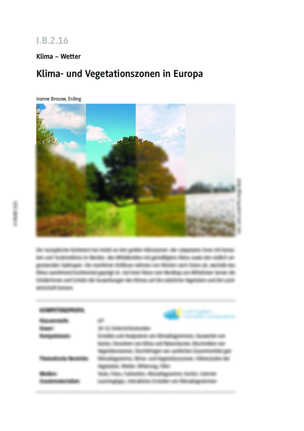 Klimazonen & Vegetation in Europa Klasse 6 und 7 - Seite 1