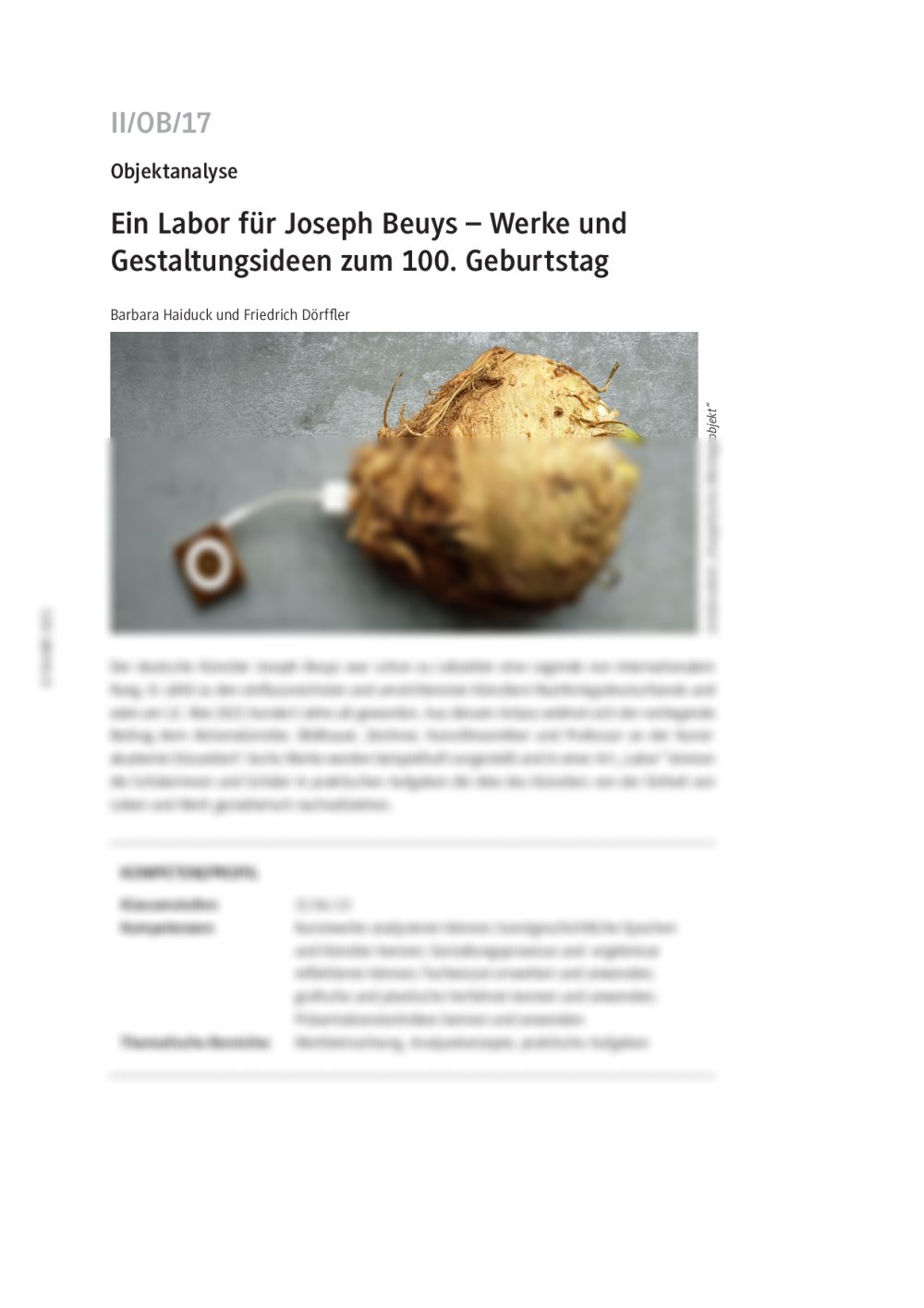 Ein Labor für Joseph Beuys - Seite 1