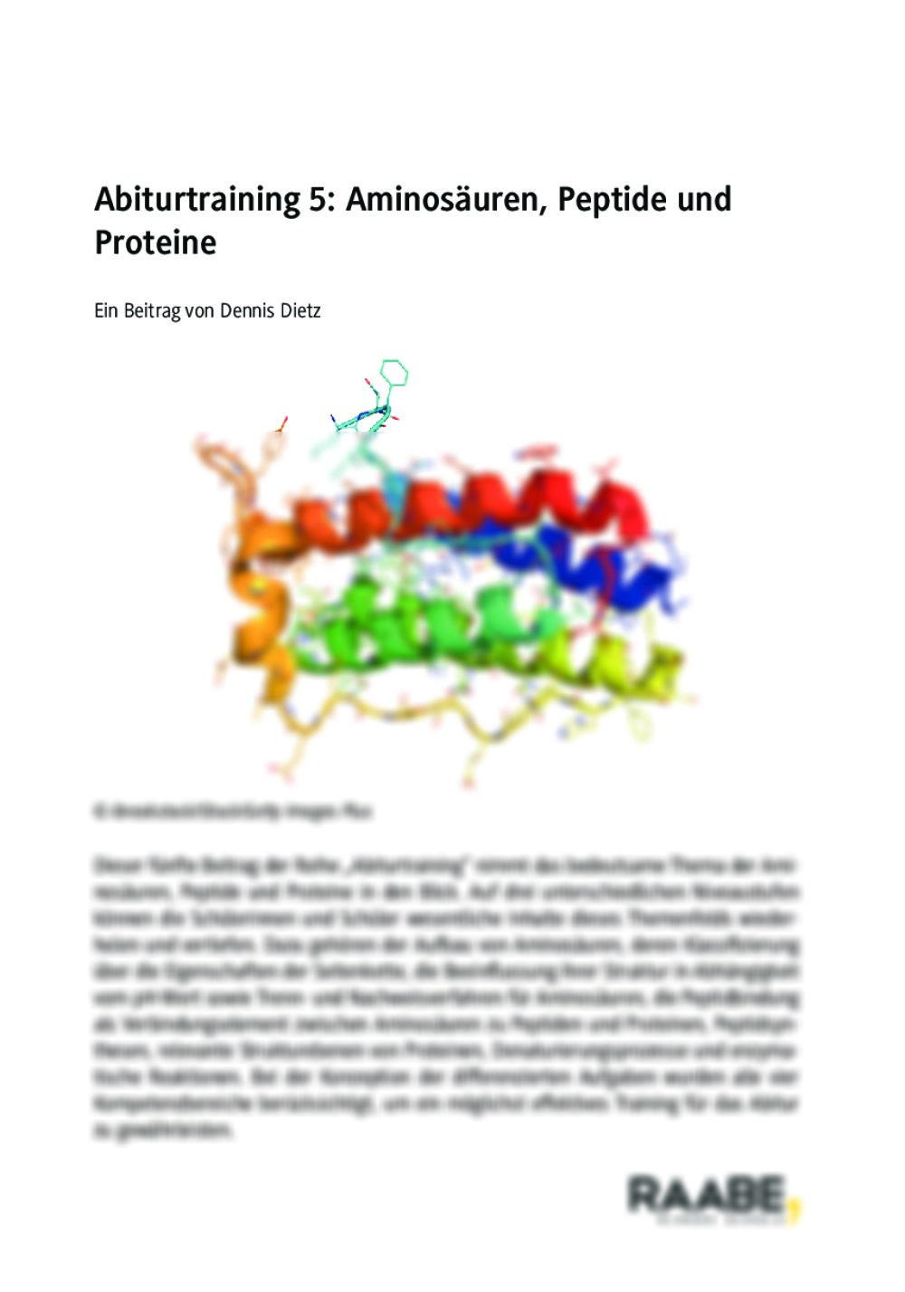 Abiturtraining 5: Aminosäuren, Peptide und Proteine - Seite 1