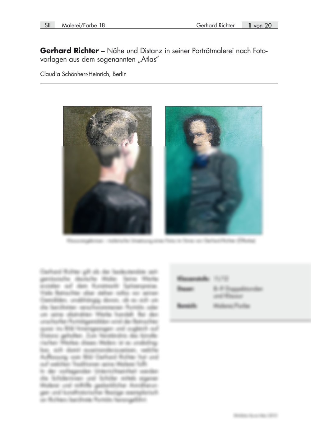 Nähe und Distanz in der Porträtmalerei von Gerhard Richter - Seite 1