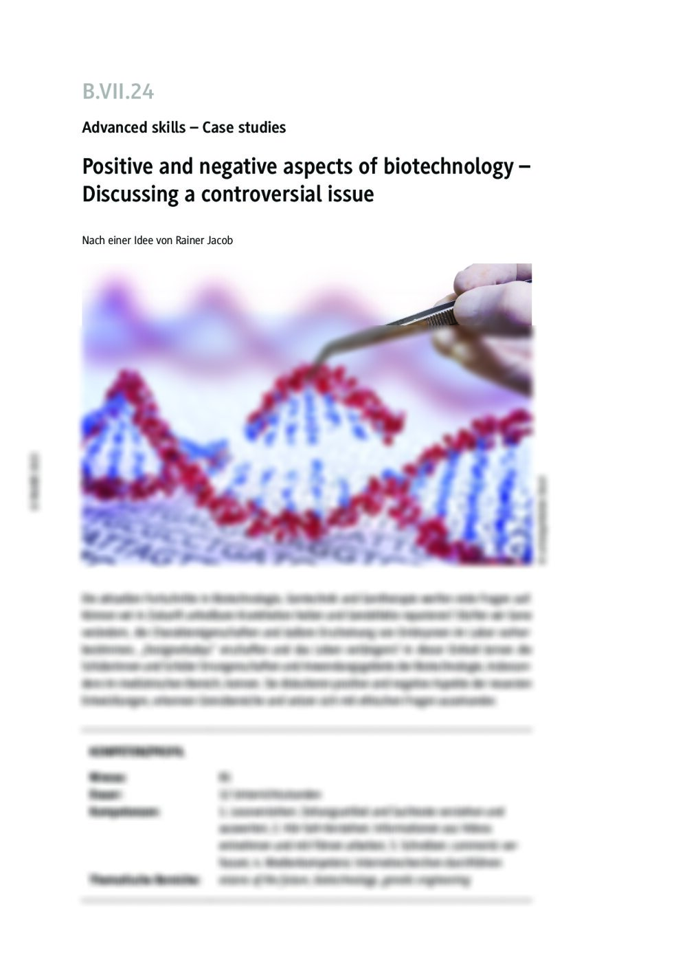 Positive and negative aspects of biotechnology  - Seite 1