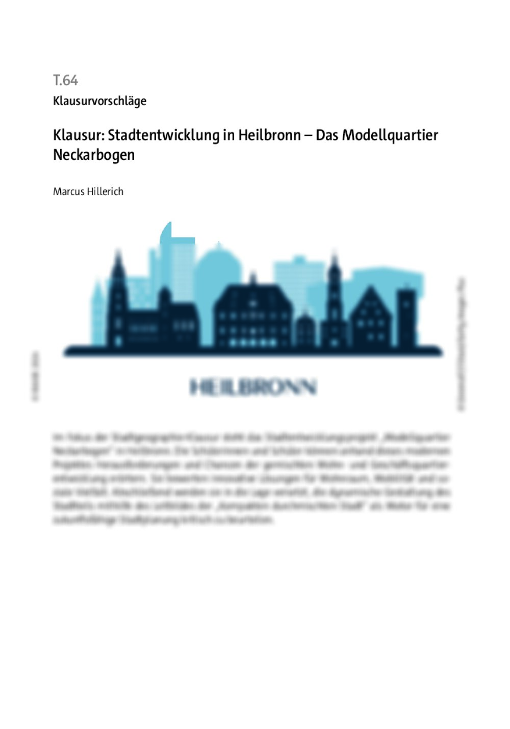 Klausur: Stadtentwicklung in Heilbronn - Seite 1