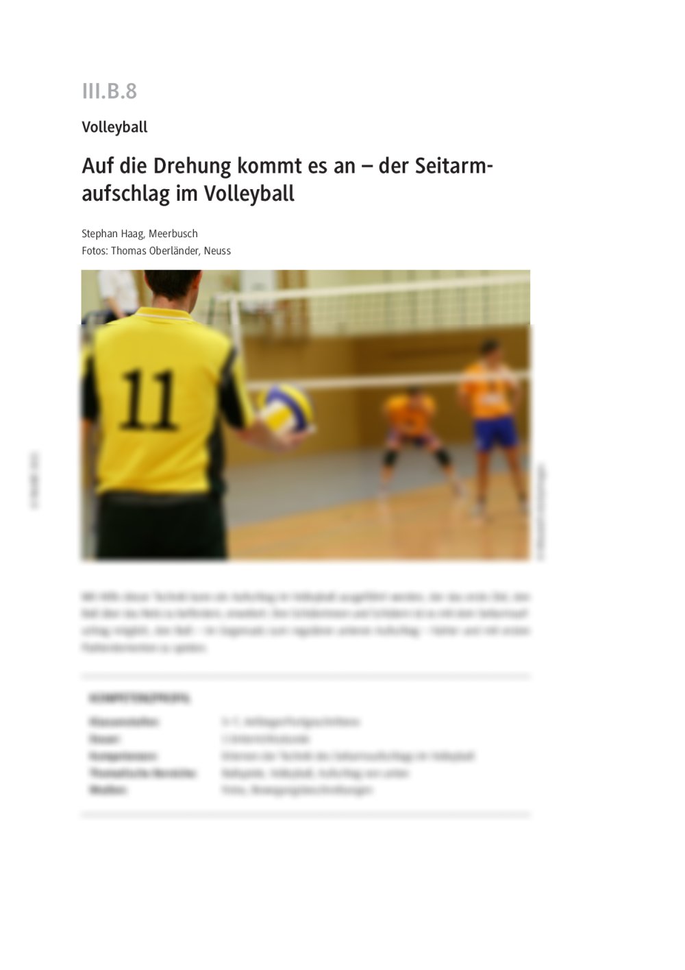 Der Seitarmaufschlag im Volleyball - Seite 1