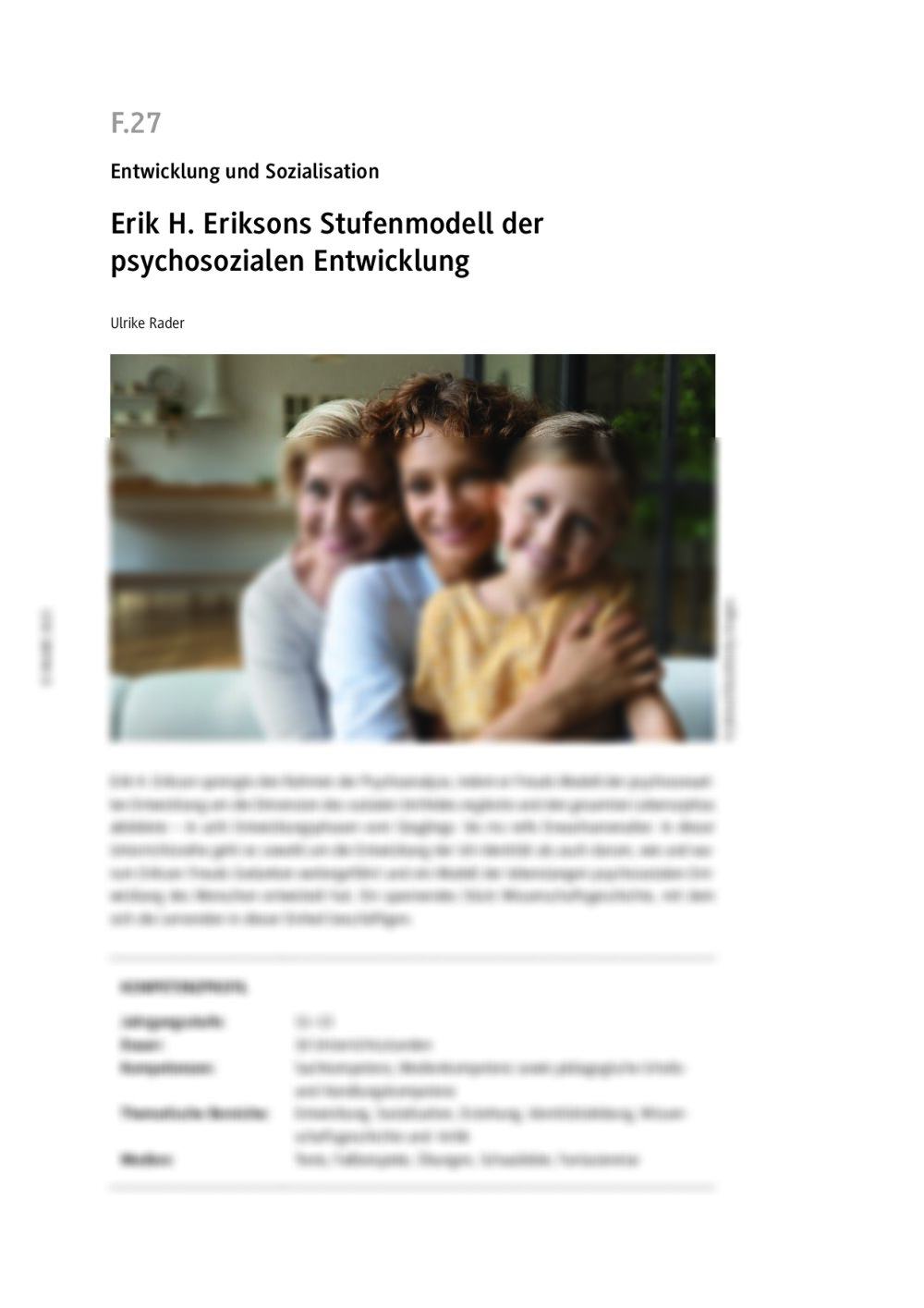 Erik H. Eriksons Stufenmodell der psychosozialen Entwicklung  - Seite 1