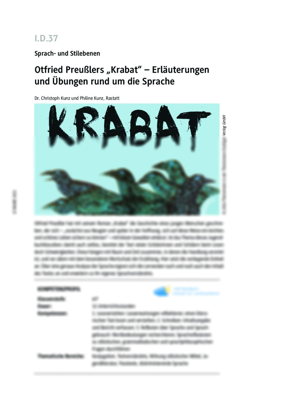 Otfried Preußlers "Krabat" als Unterrichtsmaterial - Seite 1