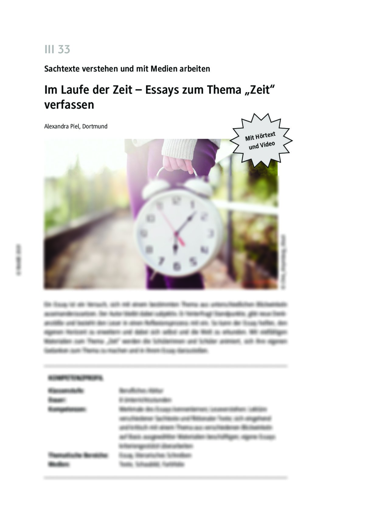 Essays zum Thema "Zeit" verfassen - Seite 1