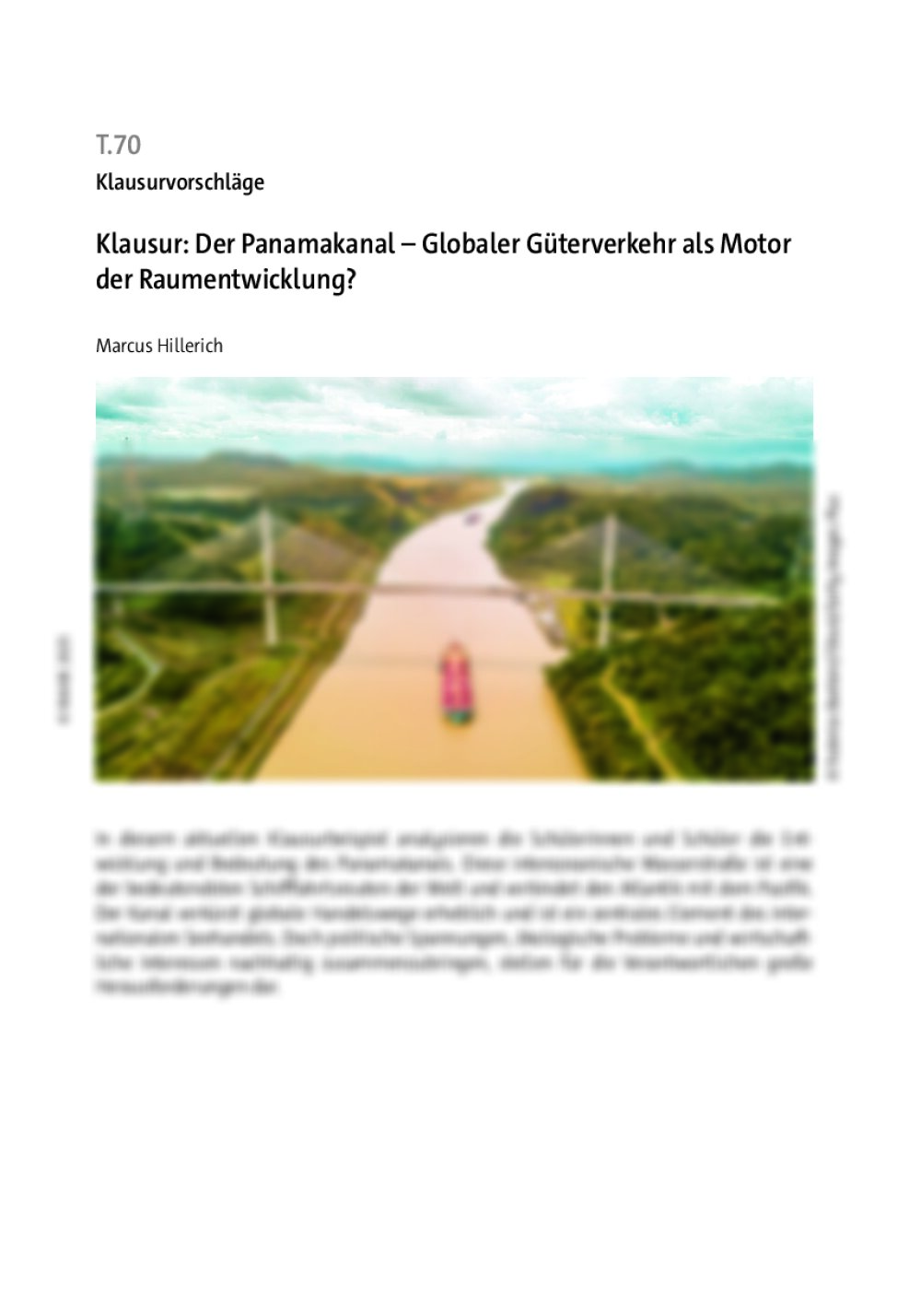 Klausur: Der Panamakanal - Seite 1