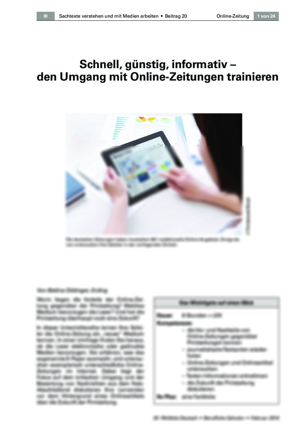 Den Umgang mit Online-Zeitungen trainieren - Seite 1