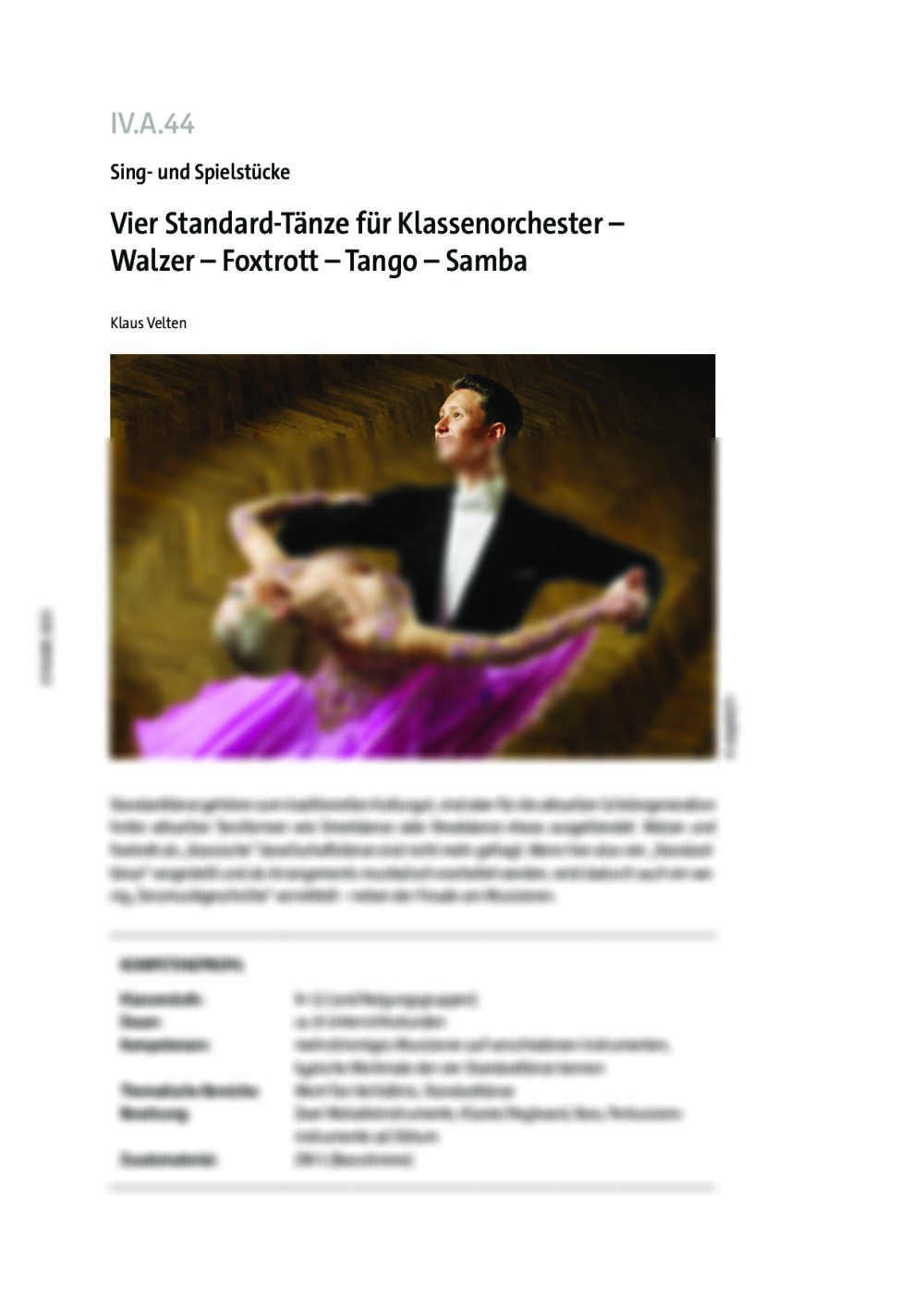 Vier Standard-Tänze für Klassenorchester - Seite 1