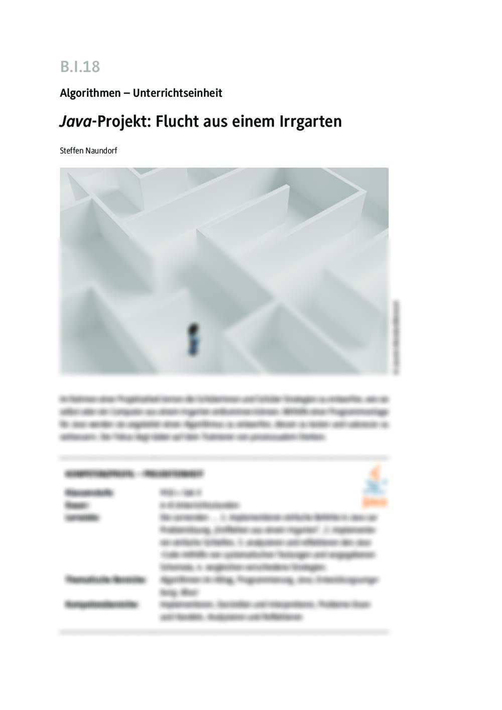 Java-Projekt: Flucht aus einem Irrgarten - Seite 1