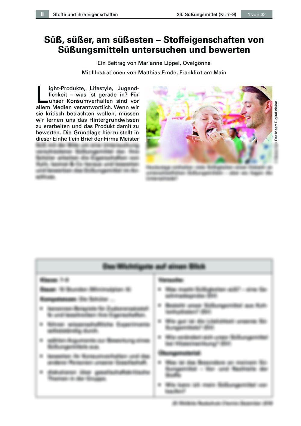 Stoffeigenschaften von Süßungsmitteln untersuchen und bewerten - Seite 1