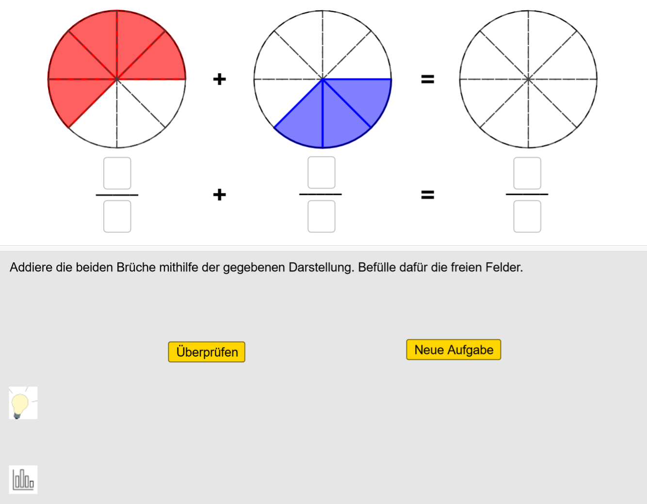 GeoGebra-Übung: Brüche mit gleichem Nenner addieren