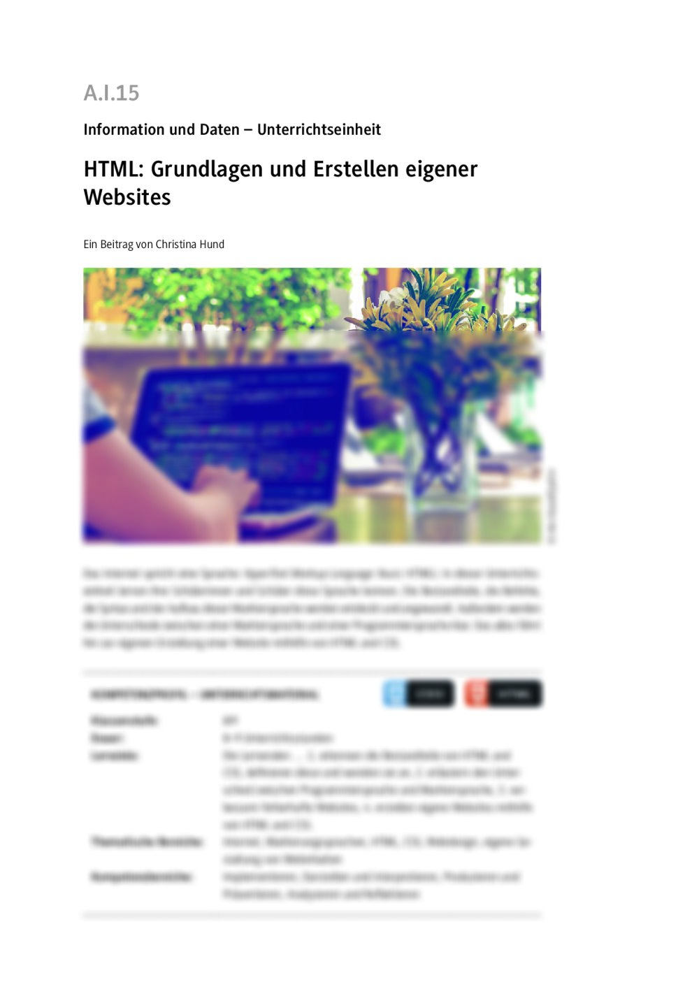 HTML: Grundlagen und Erstellen eigener Websites - Seite 1