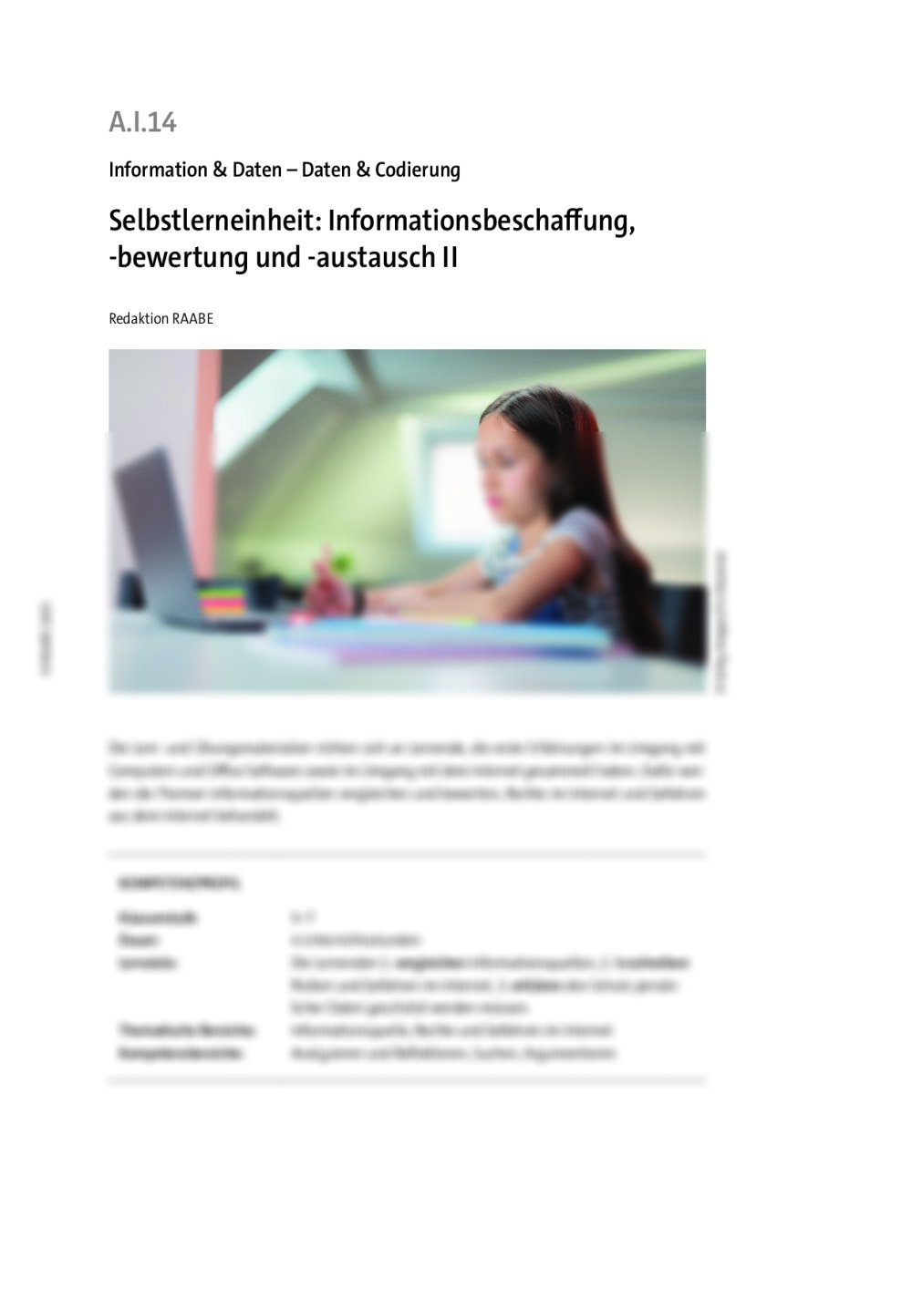 Selbstlerneinheit: Informationsbeschaffung, -bewertung und -austausch II - Seite 1