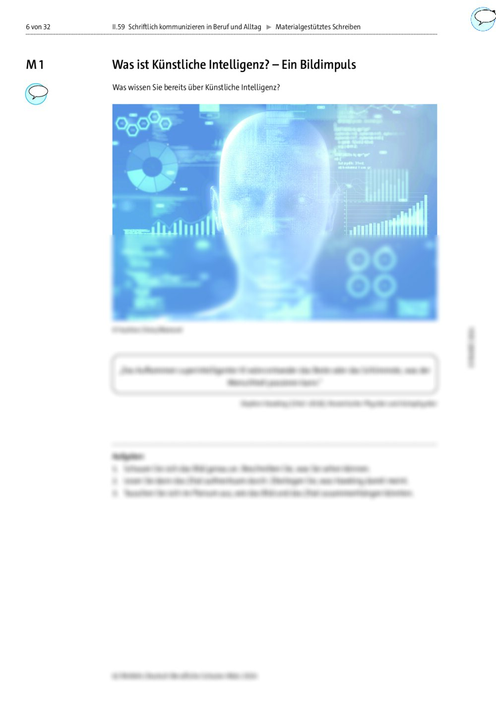 Prüfungsvorbereitung Materialgestütztes Schreiben zum Thema „Künstliche Intelligenz“ RAAbits
