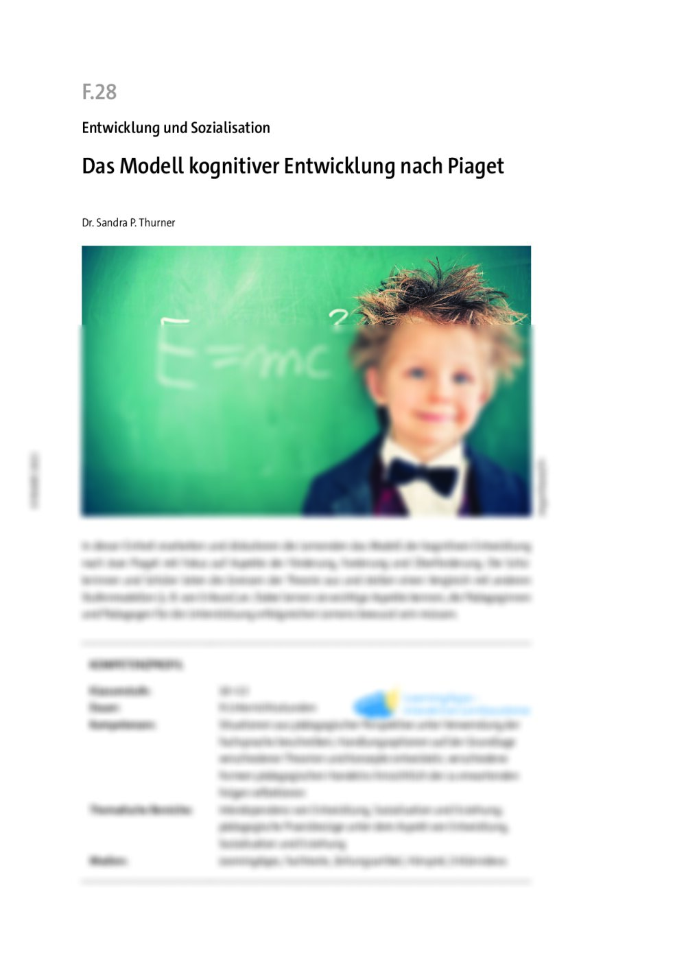 Das Modell kognitiver Entwicklung nach Piaget - Seite 1