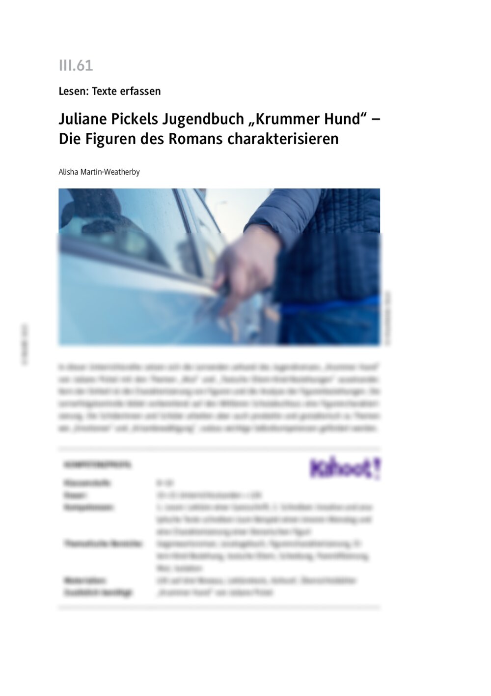 Juliane Pickels Jugendbuch „Krummer Hund“ - Seite 1