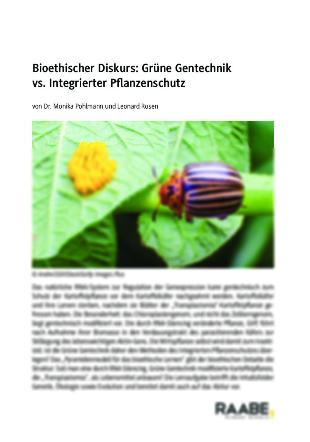 Bioethischer Diskurs: Grüne Gentechnik vs. Integrierter Pflanzenschutz - Seite 1