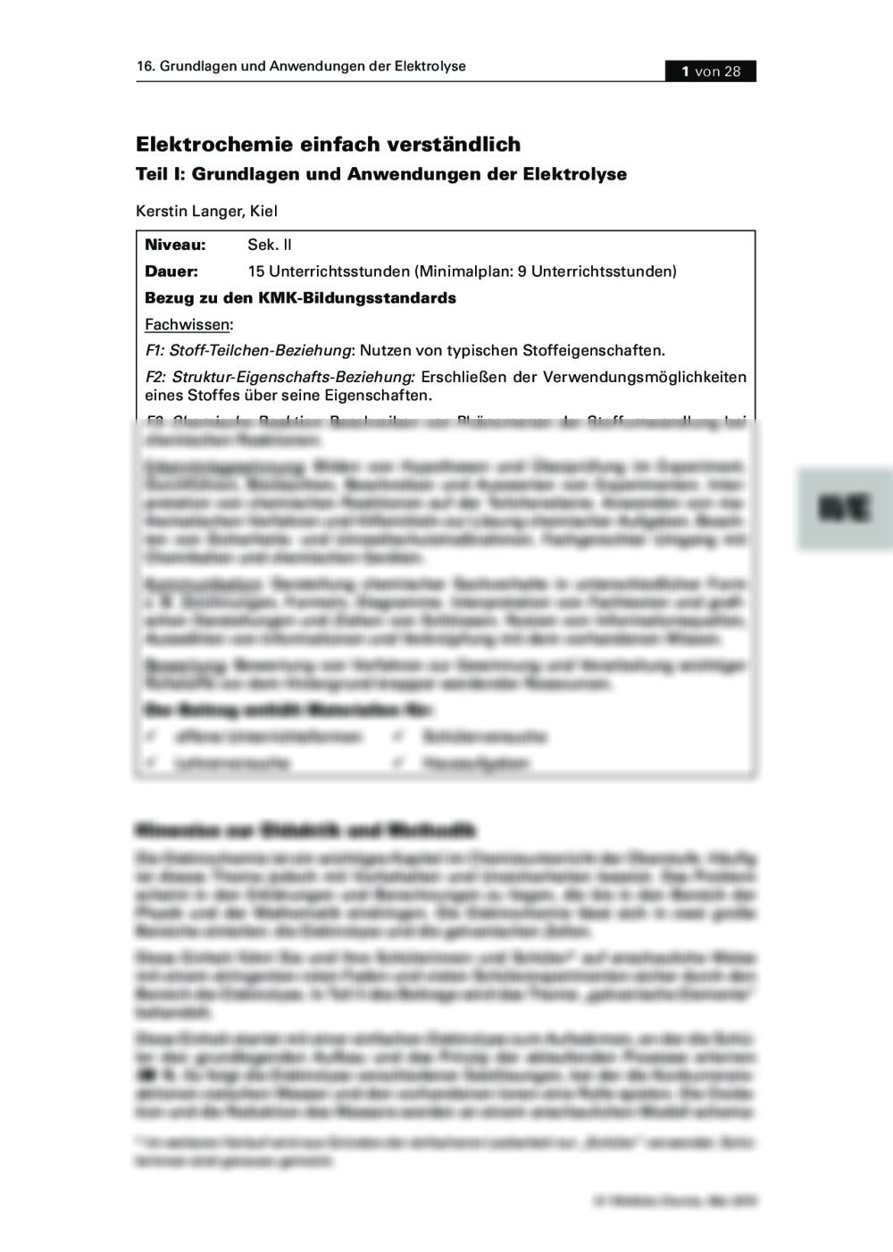 Grundlagen und Anwendungen der Elektrolyse - Seite 1