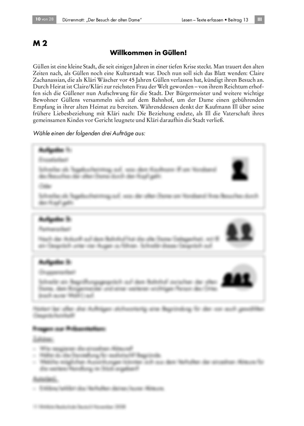 Der Besuch Der Alten Dame Unterrichtsmaterial Pdf Der Besuch der alten Dame als Unterrichtsmaterial | RAAbits Online