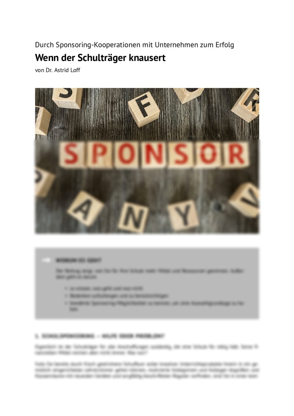Durch Sponsoring-Kooperationen mit Unternehmen zum Erfolg - Seite 1