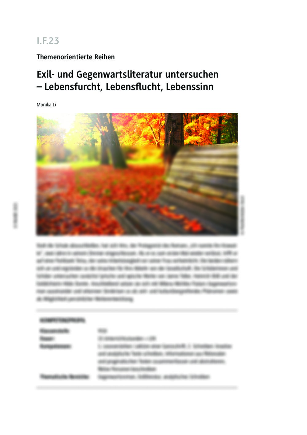 Exil- und Gegenwartsliteratur untersuchen - Seite 1