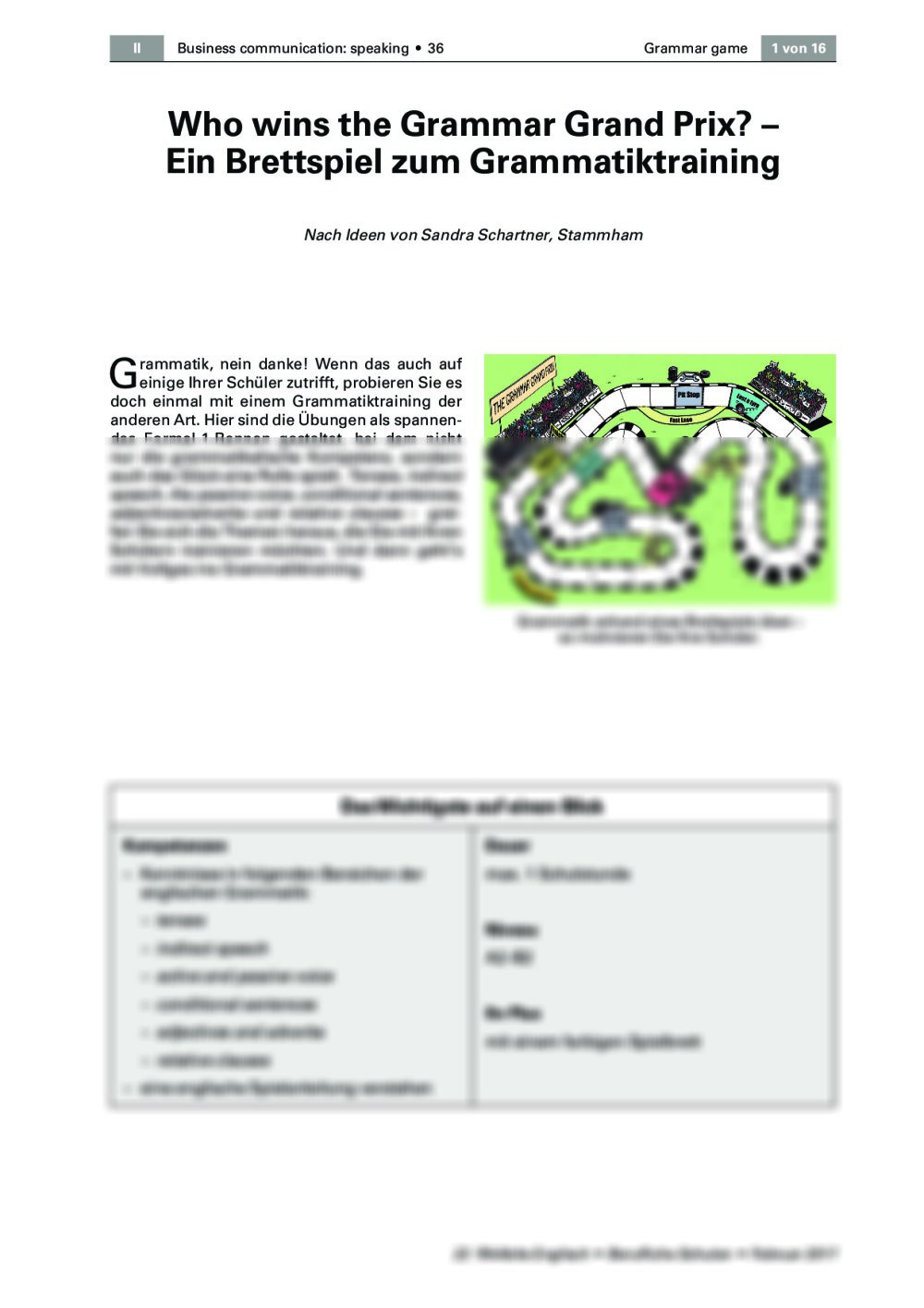 Ein Brettspiel zum Grammatiktraining - Seite 1