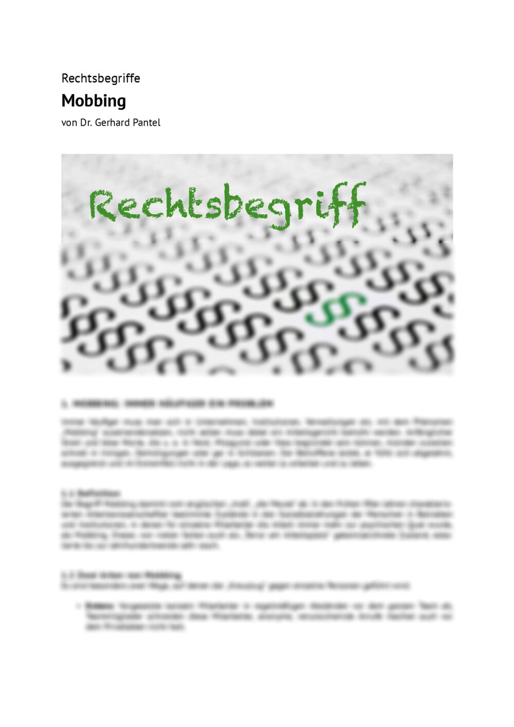 Rechtsbegriff: Mobbing - Seite 1
