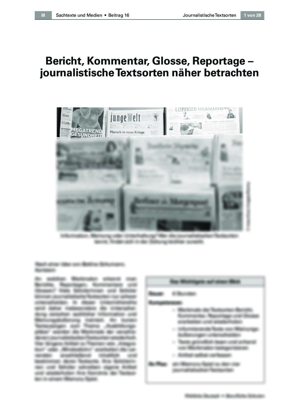 Journalistische Textsorten näher betrachten - Seite 1