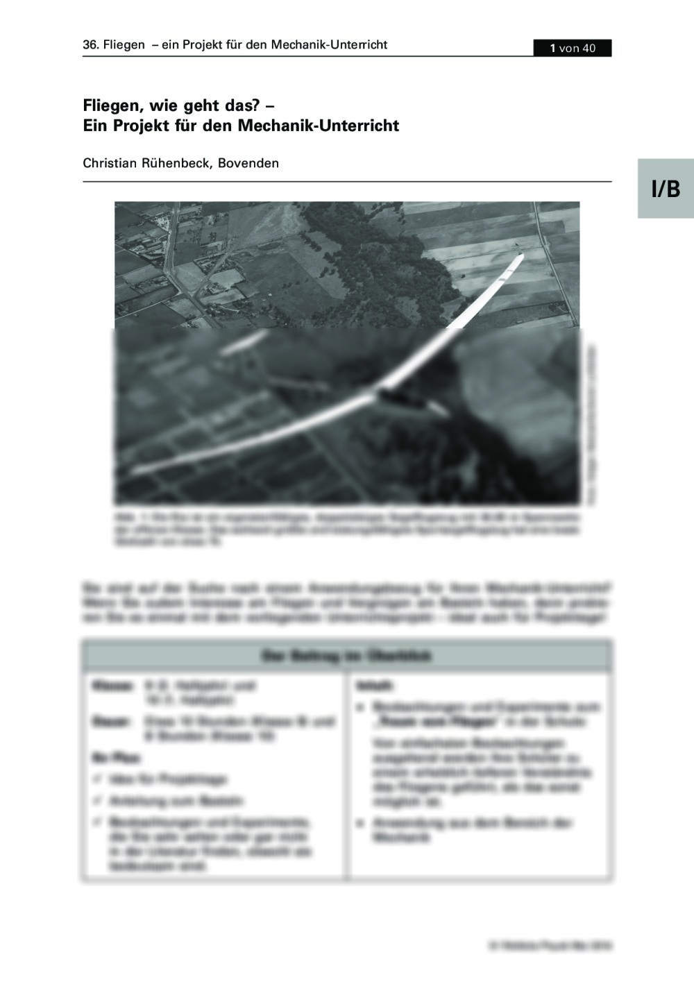 Ein Flug-Projekt für den Mechanik-Unterricht - Seite 1