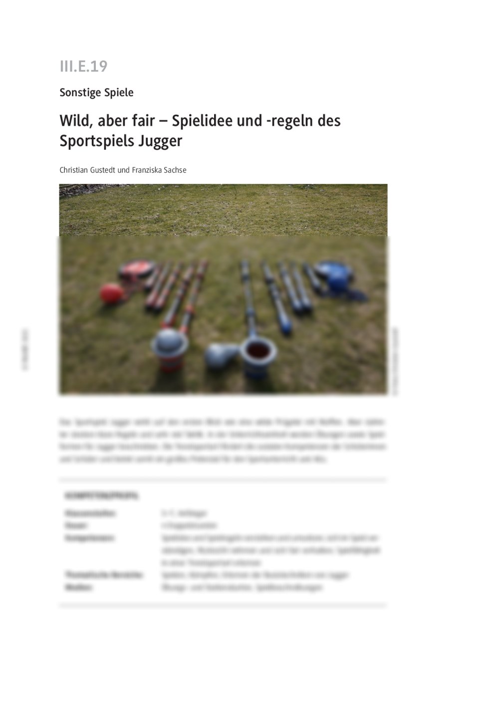 Spielidee und -regeln des Sportspiels Jugger - Seite 1