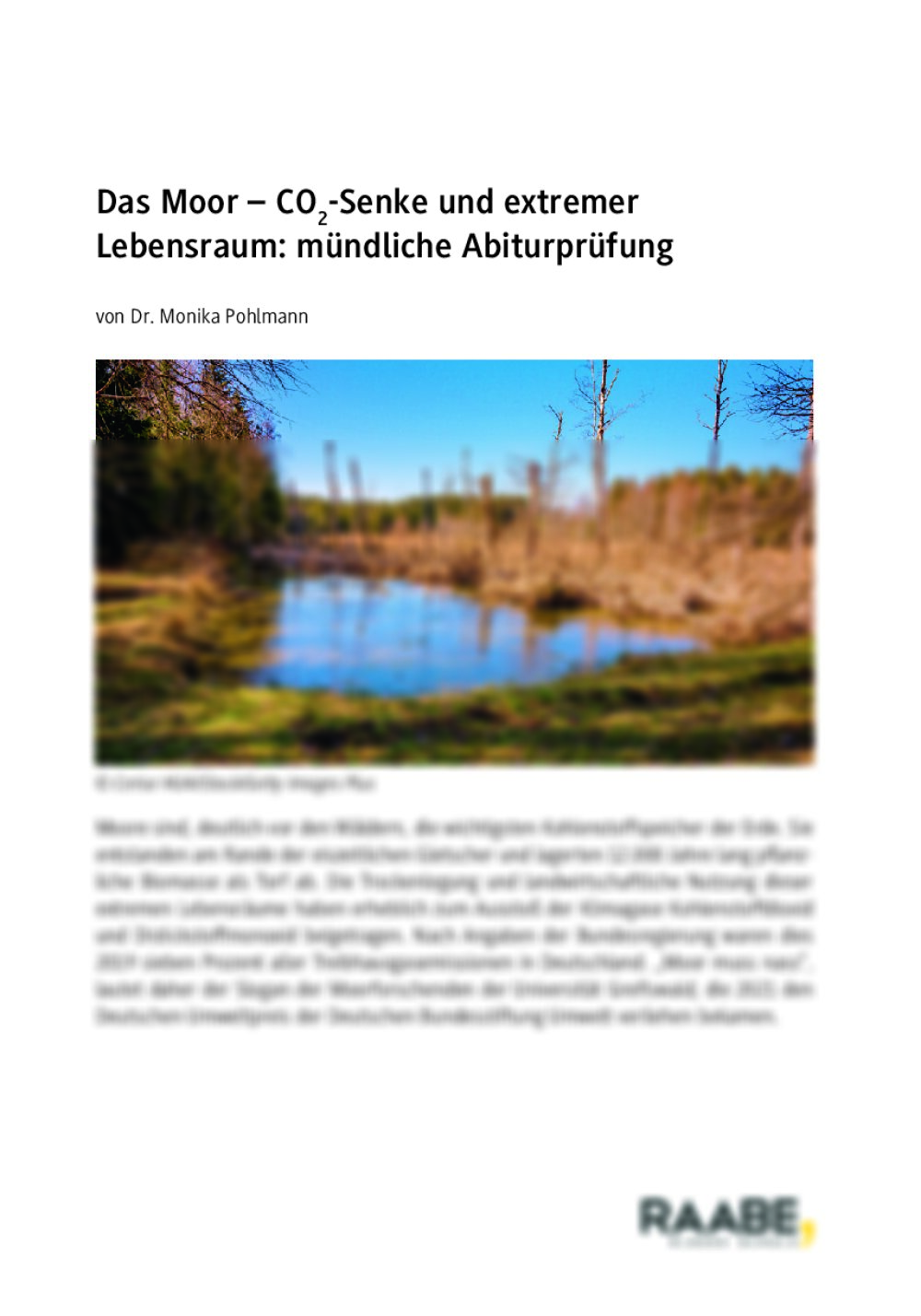 Mündliche Abiturprüfung: Das Moor, CO2-Senke und Lebensraum - Seite 1