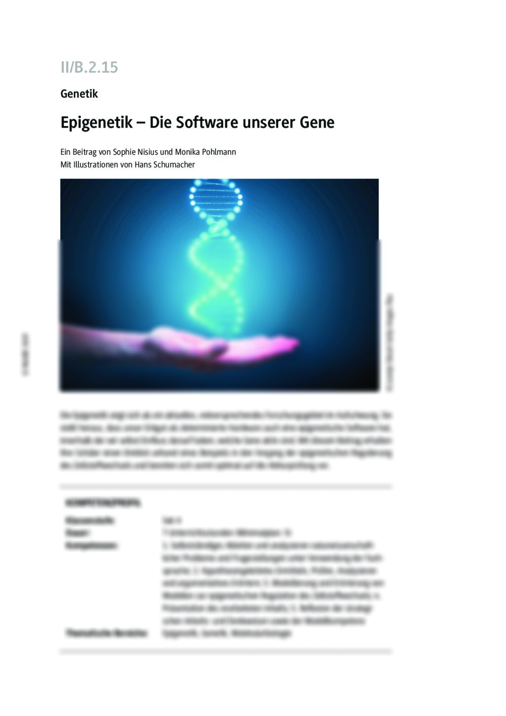 Modellierung der epigenetischen Regulation des Zellstoffwechsels - Seite 1
