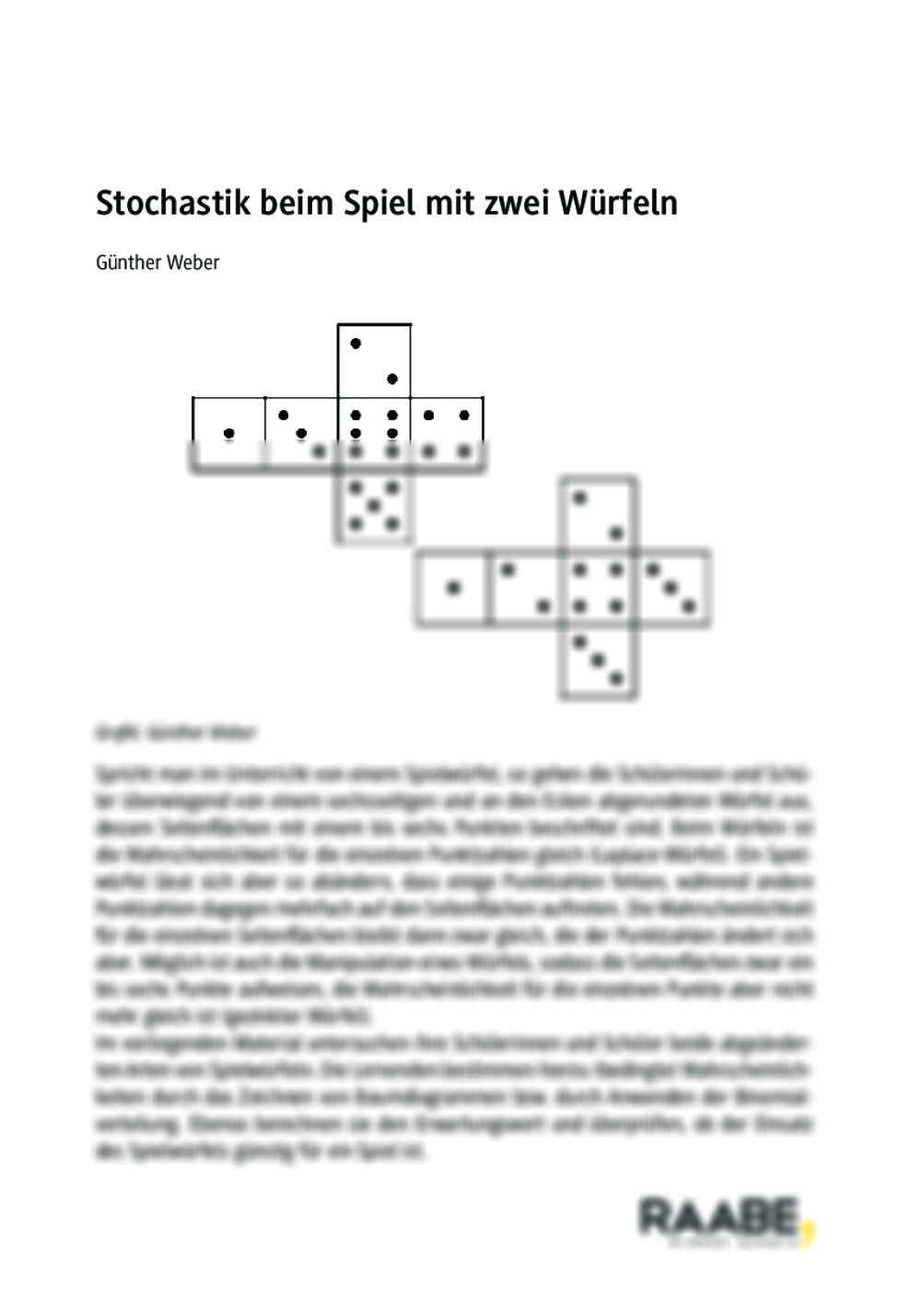 Stochastik beim Spiel mit zwei Würfeln - Seite 1