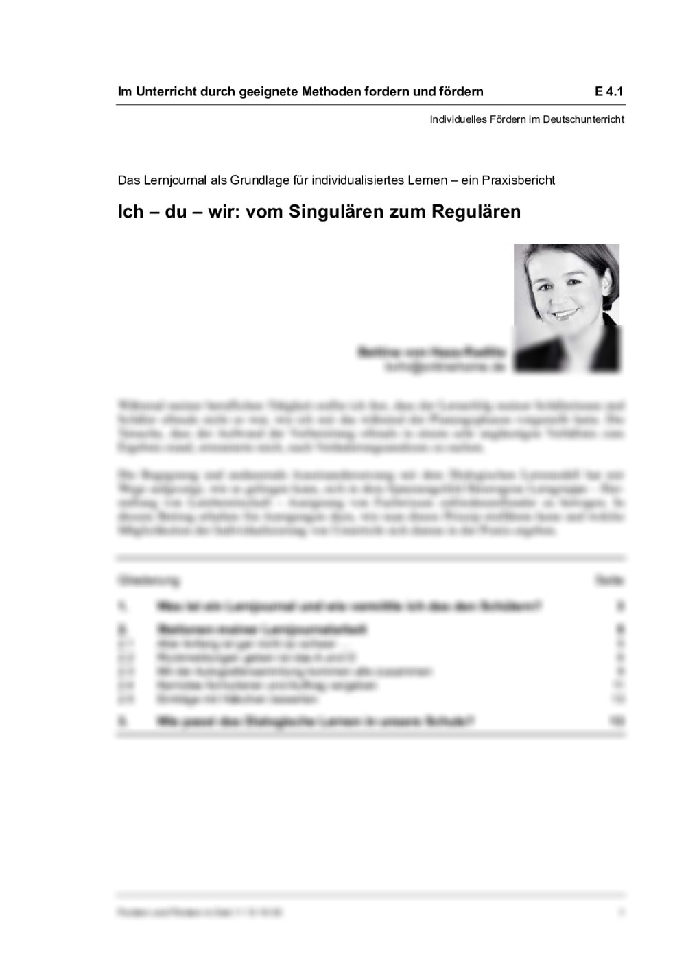 Das Lernjournal als Grundlage für individualisiertes Lernen - Seite 1