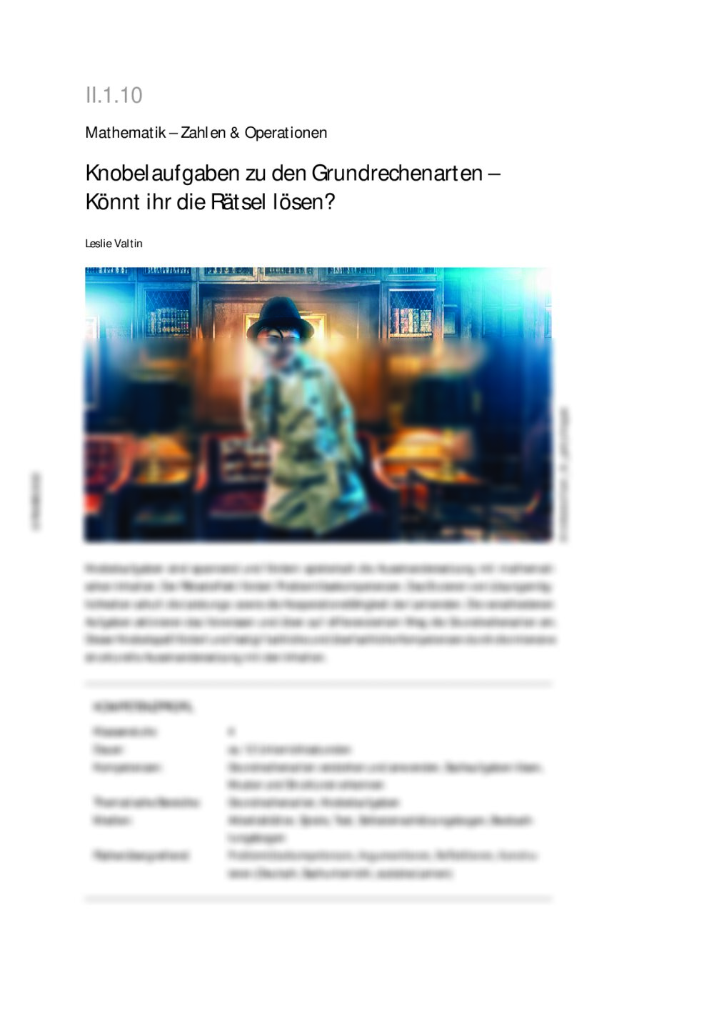 Knobelaufgaben zu den Grundrechenarten - Seite 1