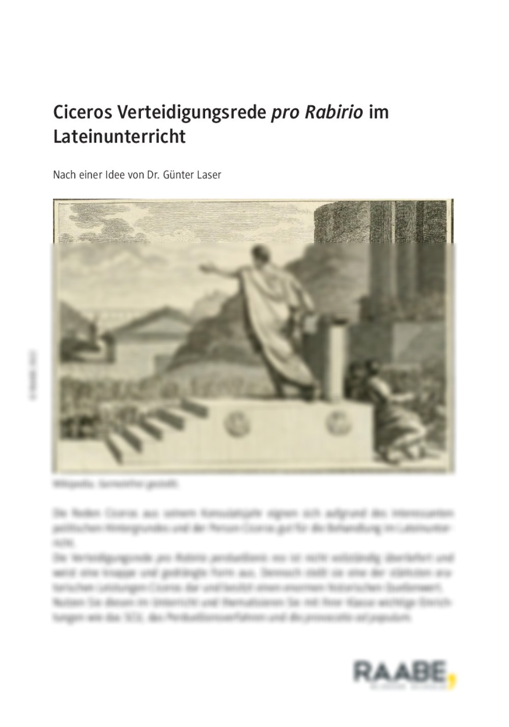 Ciceros Verteidigungsrede "pro Rabirio" im Lateinunterricht - Seite 1