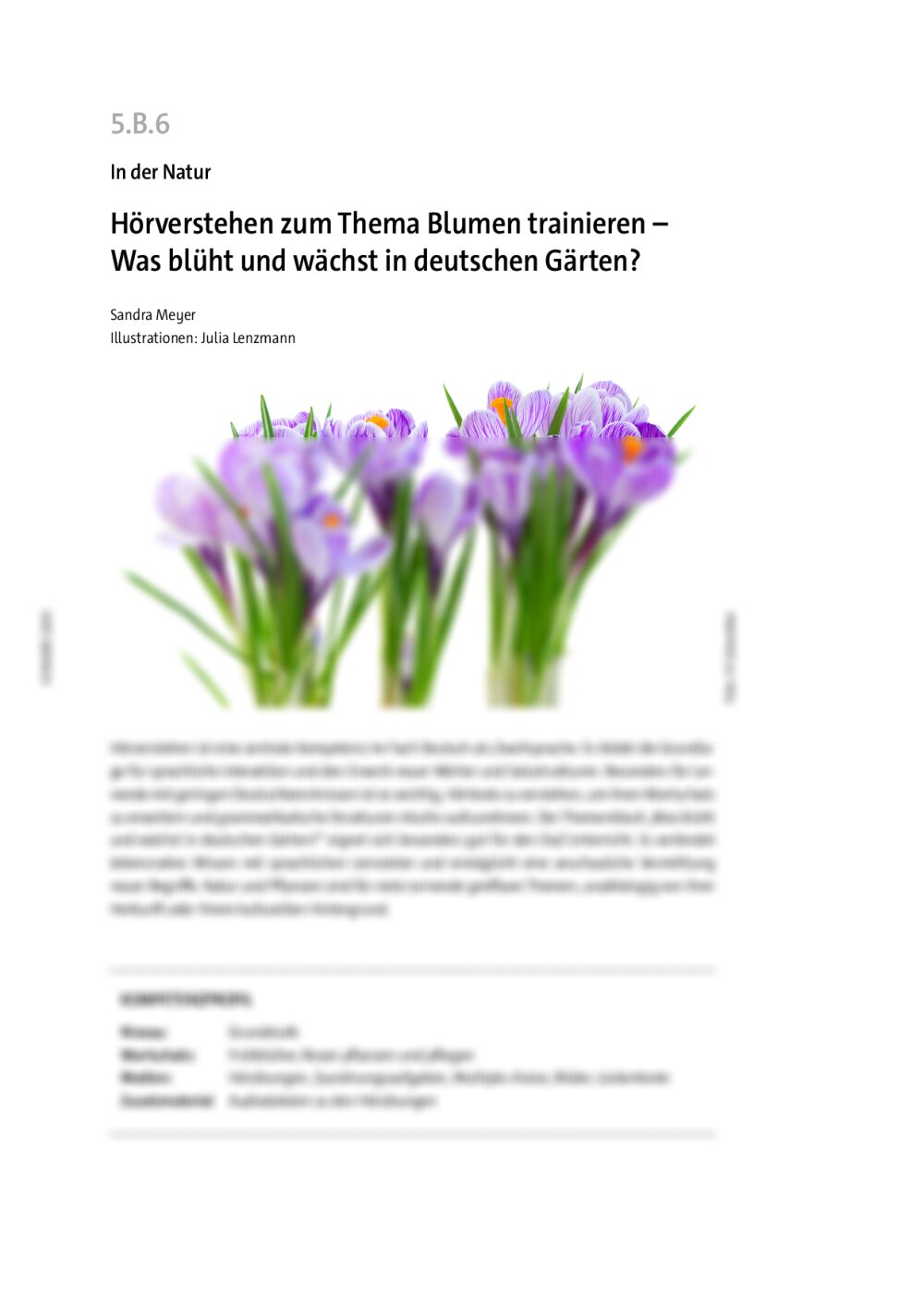Hörverstehen zum Thema Blumen trainieren - Seite 1