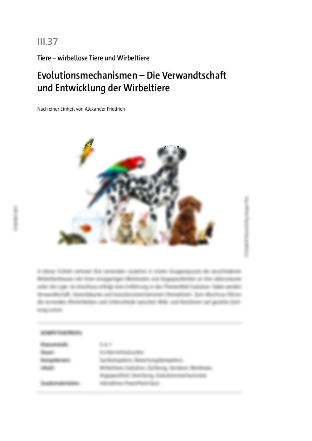 Angepasstheit und Evolution der Wirbeltiere  - Seite 1