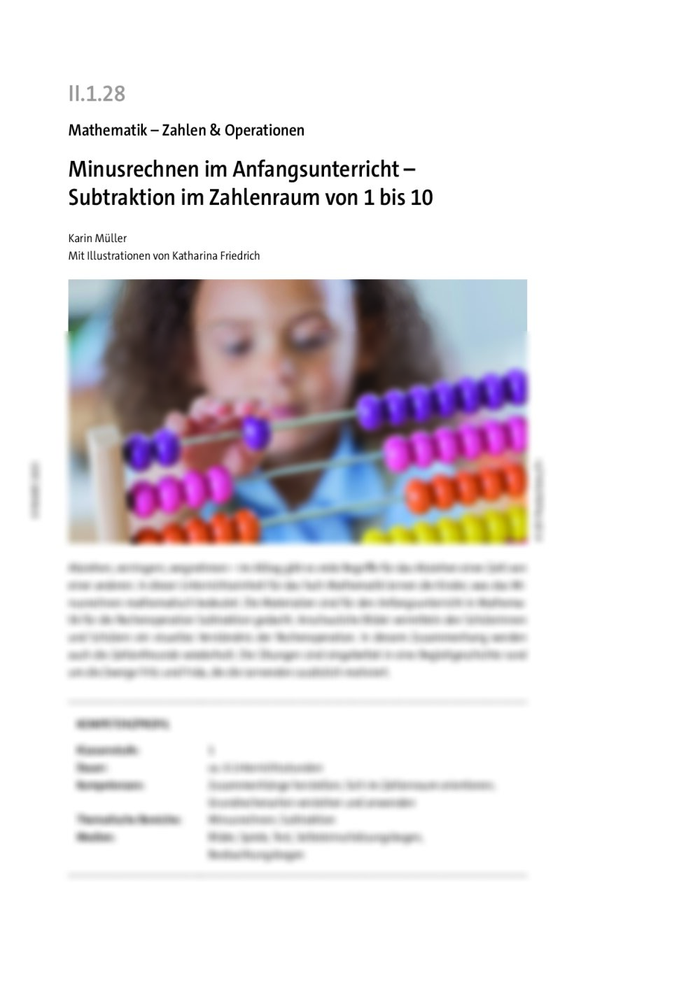 Minusrechnen im Anfangsunterricht - Seite 1