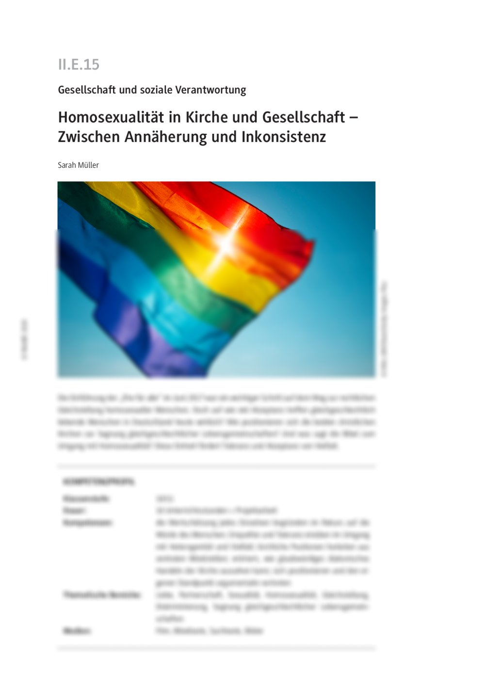 Der Umgang mit Homosexualität in Kirche und Gesellschaft - - Seite 1