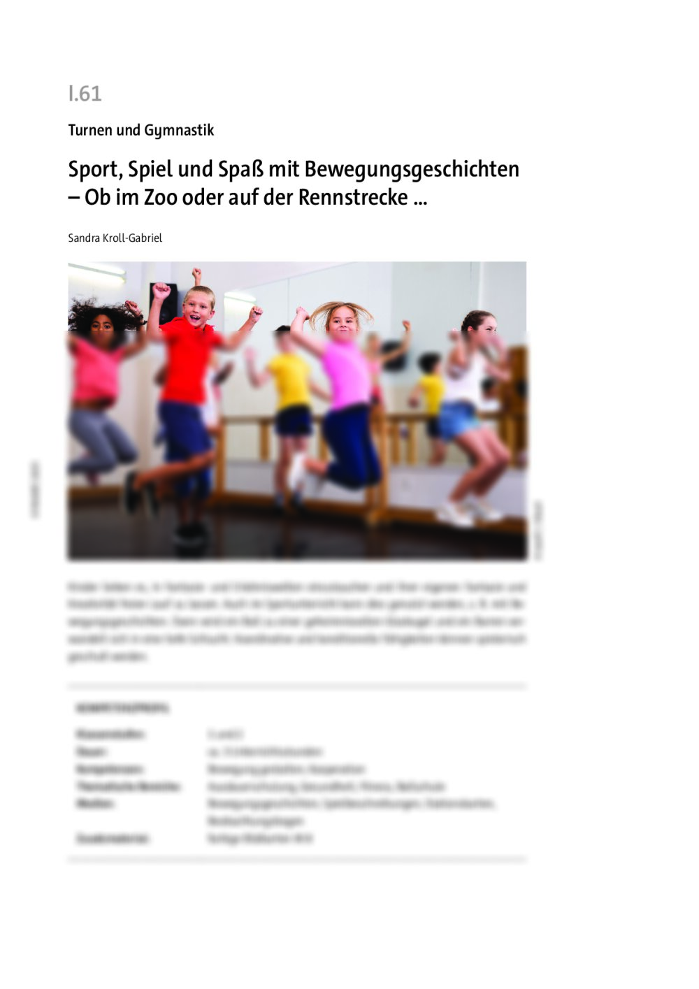 Sport, Spiel und Spaß mit Bewegungsgeschichten  - Seite 1