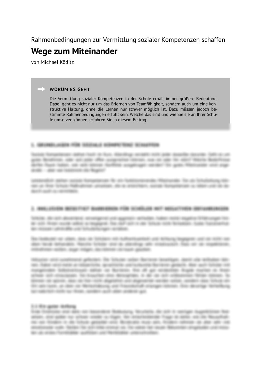Rahmenbedingungen zur Vermittlung sozialer Kompetenzen schaffen - Seite 1