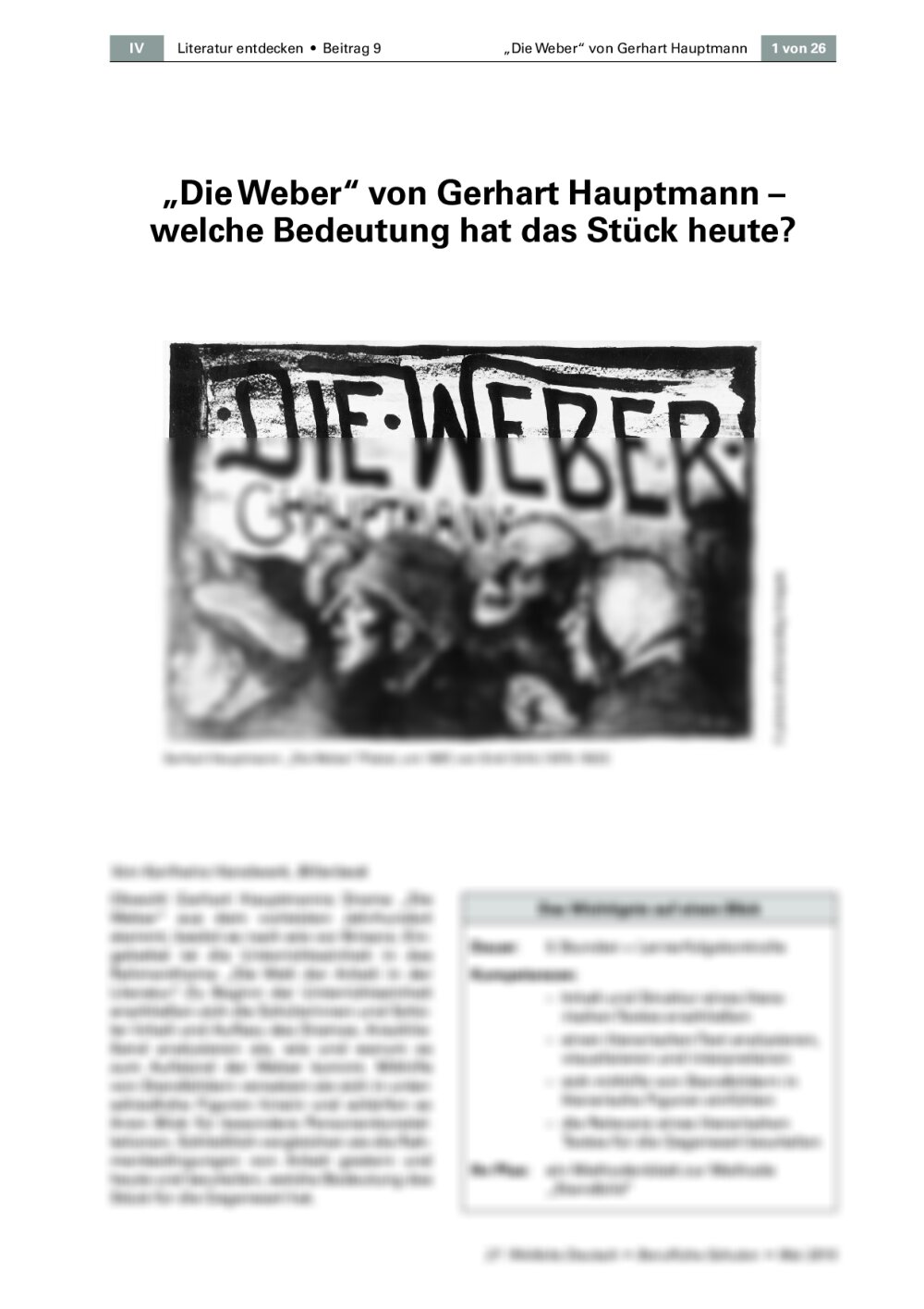 „Die Weber“ von Gerhart Hauptmann - Seite 1