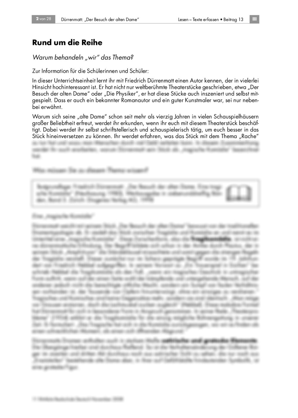Der Besuch Der Alten Dame Unterrichtsmaterial Pdf Der Besuch der alten Dame als Unterrichtsmaterial | RAAbits Online