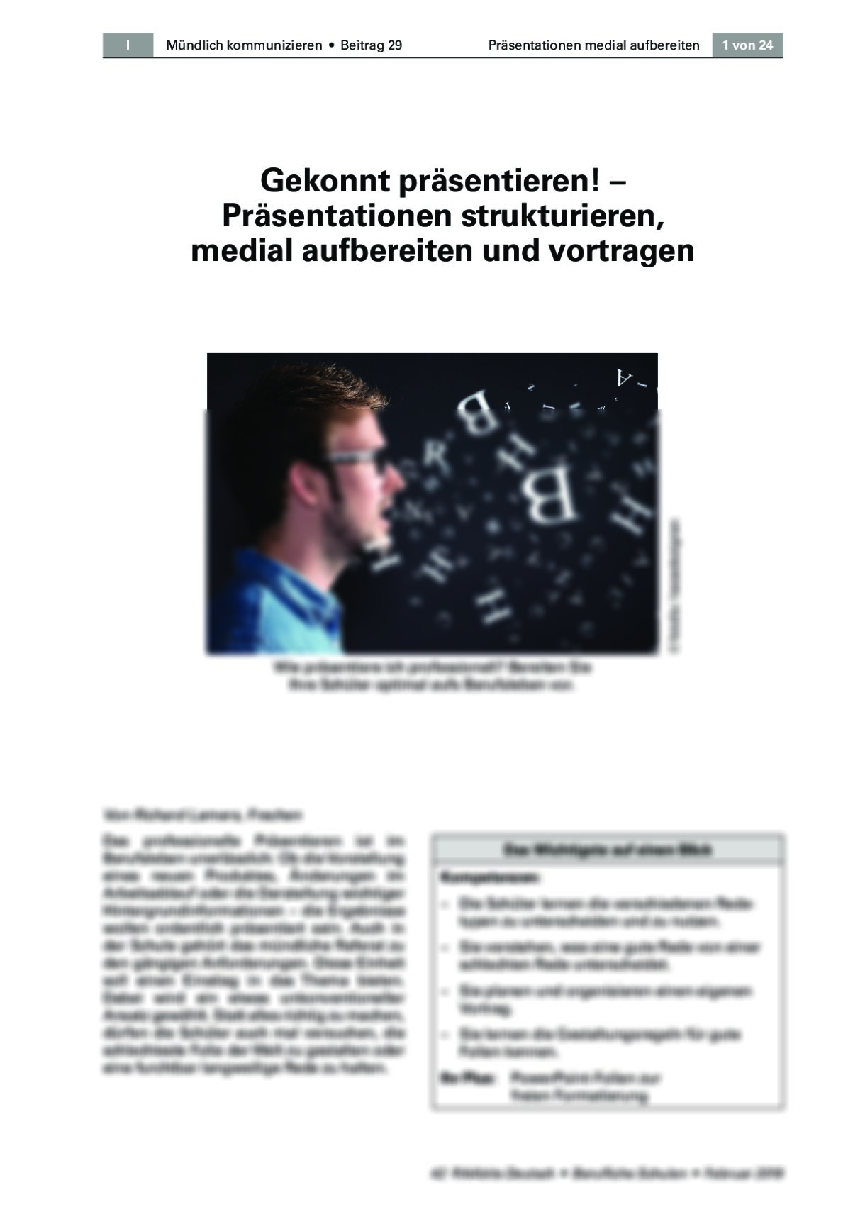 Präsentationen strukturieren, medial aufbereiten und vortragen - Seite 1