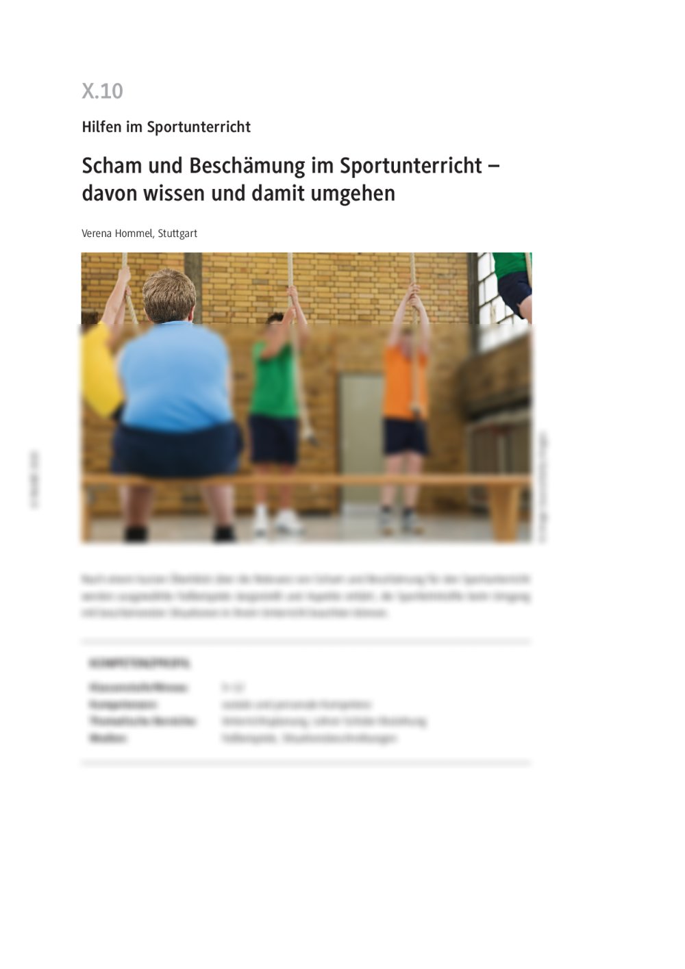 Scham und Beschämung im Sportunterricht - Seite 1