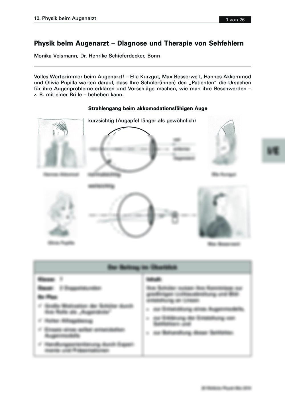 Diagnose und Therapie von Sehfehlern - Seite 1